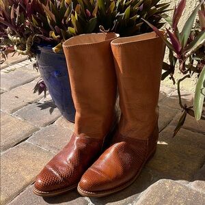 Classic Rust Brown Leather /Skin Western Cowboy Boots